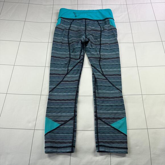 Lululemon Leggings Womens 4 Blue Pace Rival Space Dye Twist Cropped Gym Run Yoga - Picture 2 of 10